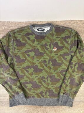 Trukfit Camo Crewneck Sweatshirt | Orange Graphic Logo | Size Medium